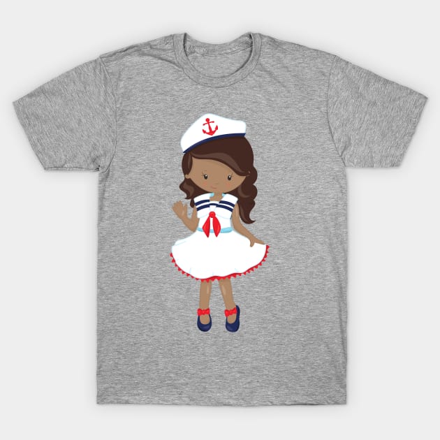 African American Girl, Boat Captain, Skipper, Sea T-Shirt by Jelena Dunčević